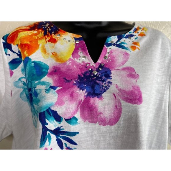 Alfred Dunner Knit Top Womens Size Petite Extra Large PXL Short Sleeve White NWT - Picture 8 of 11